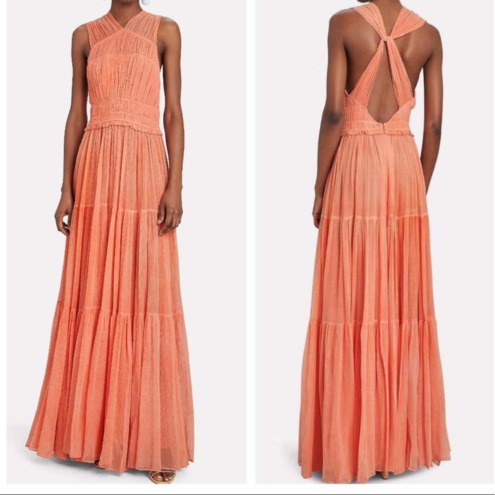 Ulla Johnson Peach Halter Maxi Dress